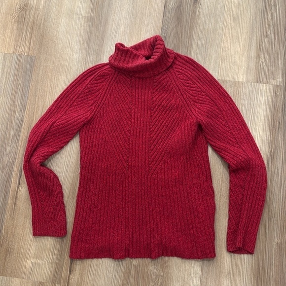 Sundance Red Turtleneck Pullover Sweater Size Small Cable Knit Silk Blend - Picture 1 of 5